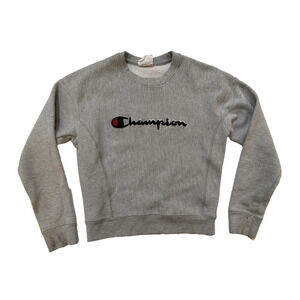 Champion Sweatshirt Womens XS Gray Reverse Weave Embroidered Script Logo Fleece